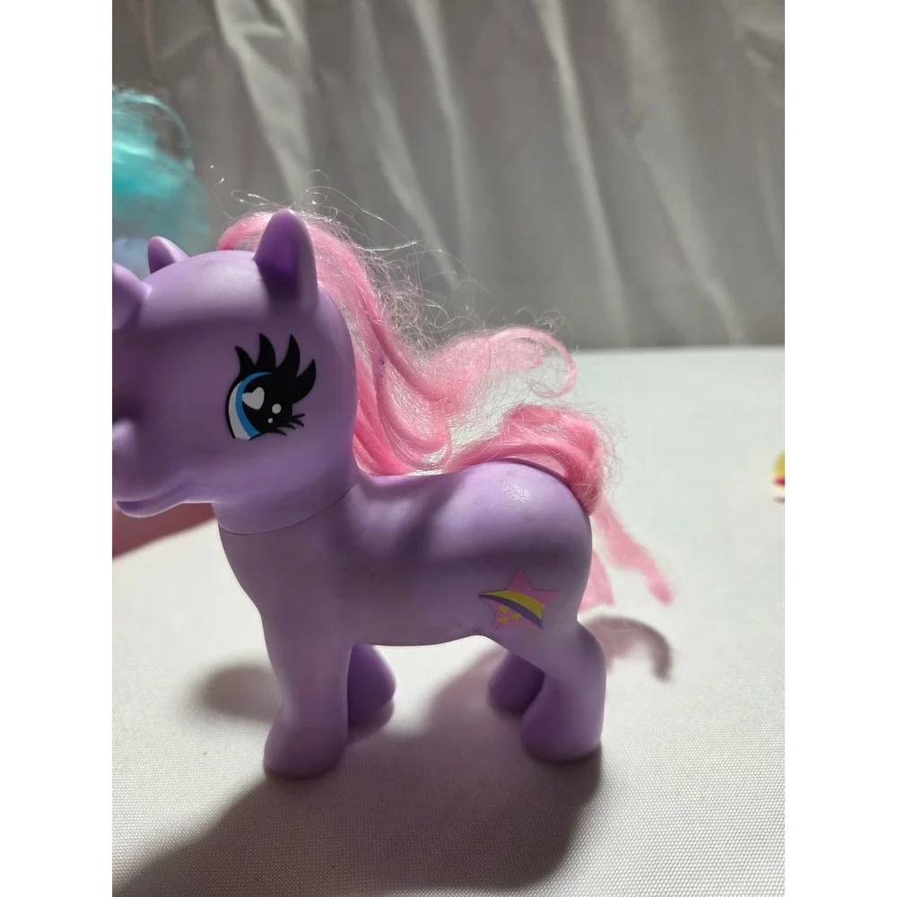 Vntg‎ My Little Pony Unicorn Figures Set of 3 Pink Purple Teal Hair Toys